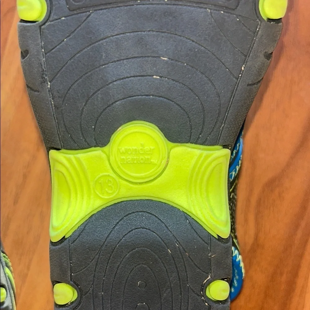 Wonder Nation Black and Neon Green Kids' Sneakers